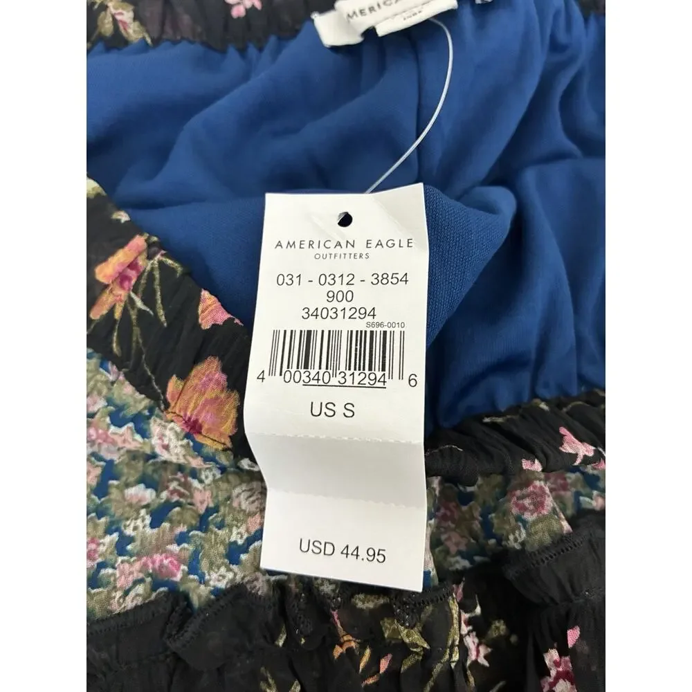 American Eagle Women's S Ruffle Tiered Mini Skirt Smocked Stretch Waist Floral